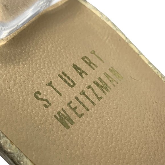 Stuart Weitzman Y278038‎ Eggshell Canvas with Lizardskin Platform Stiletto - Picture 3 of 9